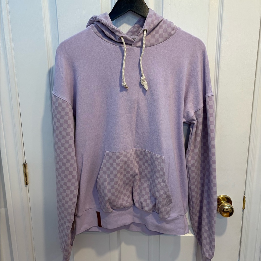 AMPERSAND AVE Lavender Checkered Hoodie